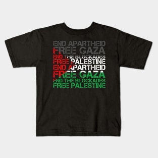 Palestine Flag Wordcloud - End Apartheid Free Palestine Kids T-Shirt